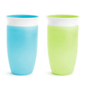 Munchkin Sippy Cups for Toddlers 1-3, Spill Proof Miracle 360 Cup, 10 Ounce, 2 Pack, Green/Blue