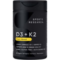 Sports Research Vitamin D3 + K2 w/ Coconut Oil   Vegan Vitamin D 5000iu & Mk7 Vitamin K 100mcg for Bone & Immune Support   Vegan Certified 路 Non GMO 路 Soy Free   60 Softgels