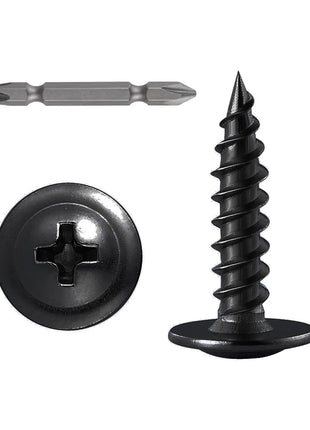 Wensilon (250 pcs)#8×1 inch Black Truss Head Wood Screws Quick Metal Self Tapping Zinc Oxide