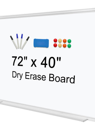 H-Qprobd Dry Erase Board for Wall 72 inchx40 inch Aluminum Presentation Magnetic Whiteboard with Long Pen Tray, Wall-Mounted White Board for School, Office and Home