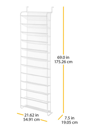 Whitmor Over the Door Shoe Organizer   Holds up to 36 Pairs of Shoes   Metal & Mesh   White