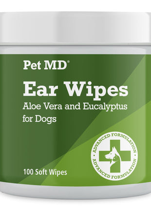 Pet MD - Dog Ear Cleaner Wipes - Otic Cleanser for Dogs to Stop Ear Itching, and Infections with Aloe and Eucalyptus - 100 Count
