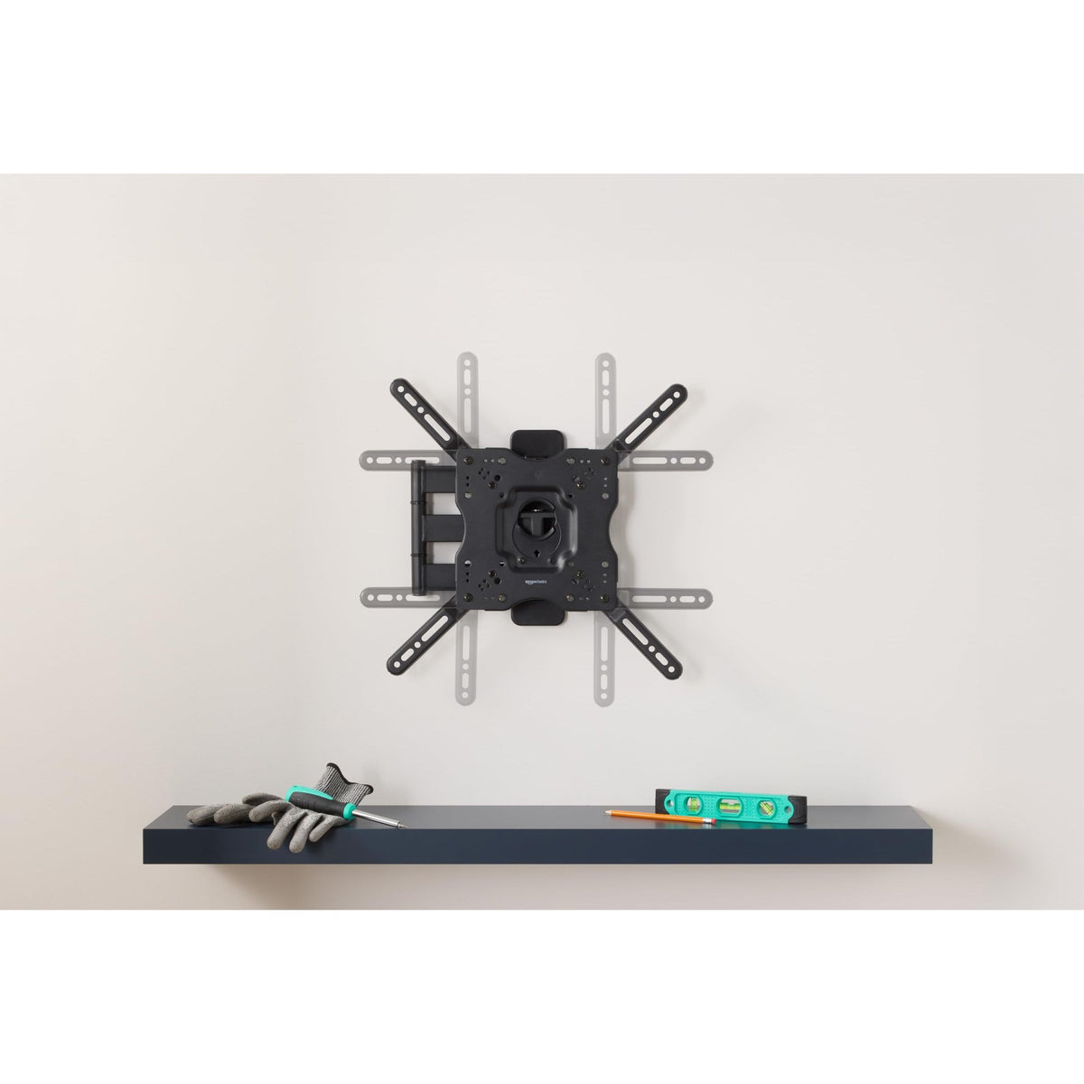 Amazon Basics Full Motion Articulating TV Monitor Wall Mount for 26" to 55" TVs and Flat Panels up to 80 Lbs, Black