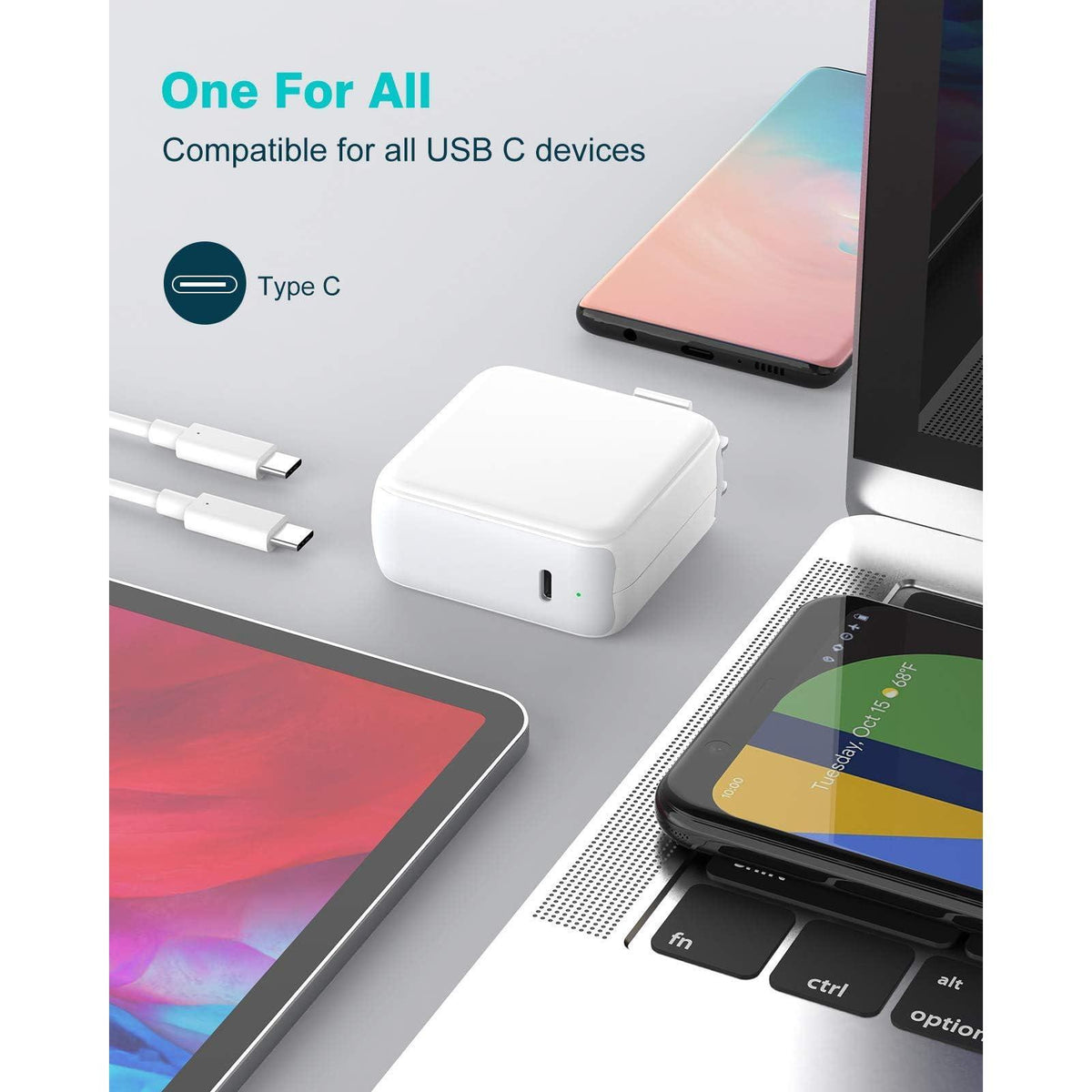 Charger for MacBook Air MacBook Pro 13 14 15 16 inch 2025 2024 2023 2022 2021 2020, M1 M2 M3 M4 Laptop 70W USB C Power Adapter, iPad, LED, 6.6FT USB-C Cable, Charging as Fast as Original Quality