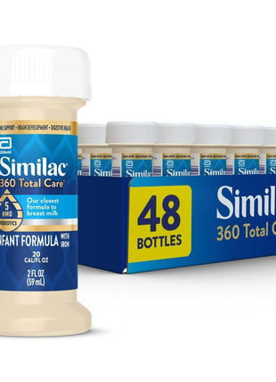 Similac 360 Total Care Ready-to-Feed Baby Formula | 5 HMO prebiotic blend, infant formula to support baby's immune system, brain development & digestive health, 2-fl-oz, 48 pack