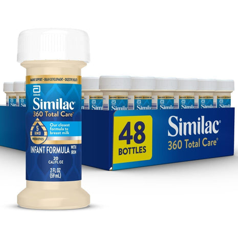 Similac 360 Total Care Ready-to-Feed Baby Formula | 5 HMO prebiotic blend, infant formula to support baby's immune system, brain development & digestive health, 2-fl-oz, 48 pack
