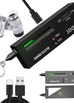 Diamond Tester Pen, Professional Jewelry Diamond Tester with 60X Jewelry Loupe Magnifier, Diamond Selector for Novice and Expert (Non-Rechargeable)