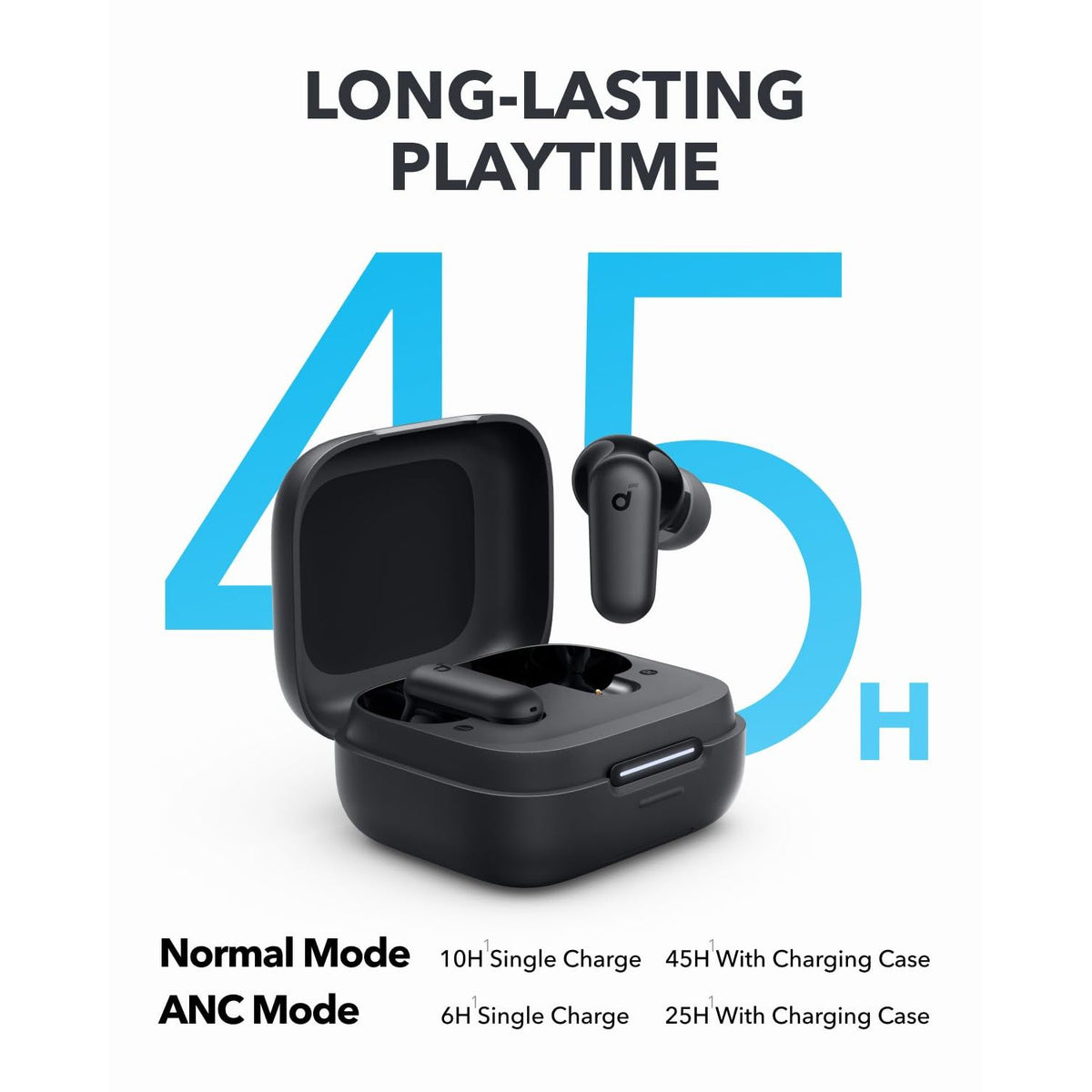 Soundcore P30i by Anker Noise Cancelling Earbuds, Strong and Smart Noise Cancelling, Powerful Bass, 45H Playtime, 2-in-1 Case and Phone Stand, IP54, Wireless Earbuds, Bluetooth 5.4 (Black)