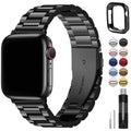 Fullmosa Metal Band Compatible with Apple Watch Bands 45mm 44mm 42mm 46mm 49mm 41mm 40mm 38mm, iWatch Band with Case for Apple Watch Series 11 10 9 8 7 6 5 4 3 2 1 SE3/2/1 Ultra3/2/1 , 42mm 44mm 45mm, Black