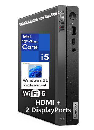Lenovo ThinkCentre neo 50q Gen 5 Mini Desktop PC, Intel Core i5-13420H 8-Core, 8GB DDR5 RAM, 512GB SSD, WiFi 6E, Bluetooth 5.3, Dual Display, USB-C, Windows 11 Pro - Business Office Remote Work