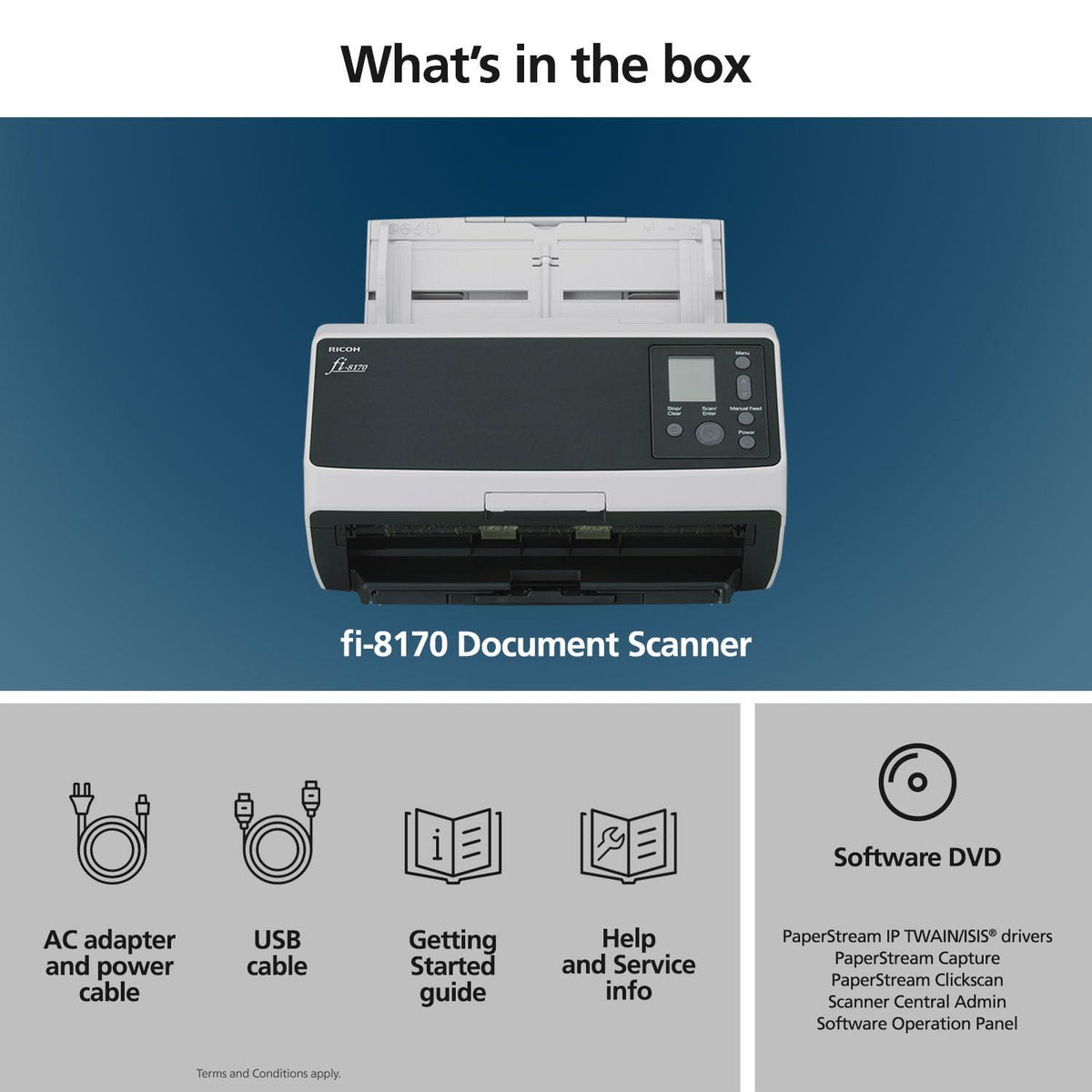 RICOH fi-8170 Premium Bundle Professional High Speed Document Scanner with 4 Years of Service