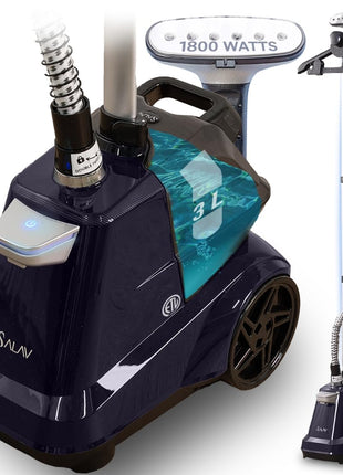 SALAV Heavy Duty Commercial Full Size Garment Steamer with Foot Pedals and Extra Large 3L (101.5 oz) Water Tank, 1800 watts of Poweful Steam (Navy)