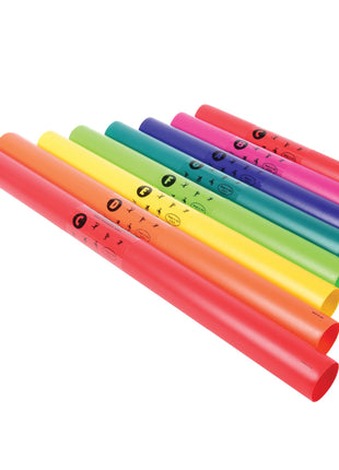 Constructive Playthings Boomwhackers Music Sensory Sound Tubes, Set of 8 | C to C Scale Musical Sound Tube, Classroom Instruments for Kids, Diatonic Set of 8