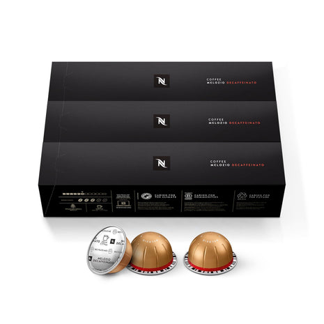 Nespresso Vertuo, Melozio Decaffeinato, 30-Count Espresso Pods | Capsules Medium Roast Pack of 1 Coffee Brews 7.8 oz