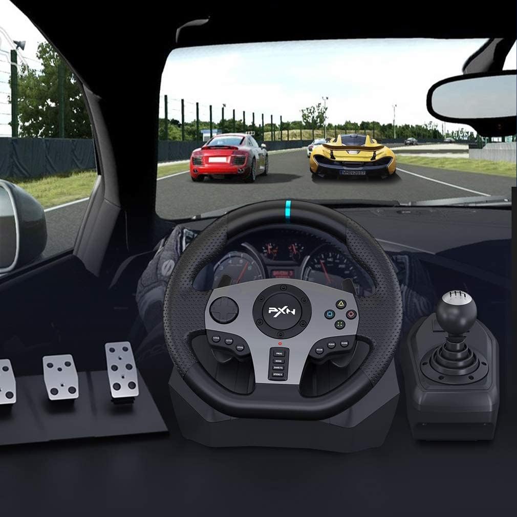 PXN Racing Wheel - Steering Wheel V9 Driving Wheel 270°/ 900° Degree Vibration Gaming Steering Wheel with Shifter and Pedal for PS4,PC,PS3,Xbox Series X|S, Xbox One(V9)