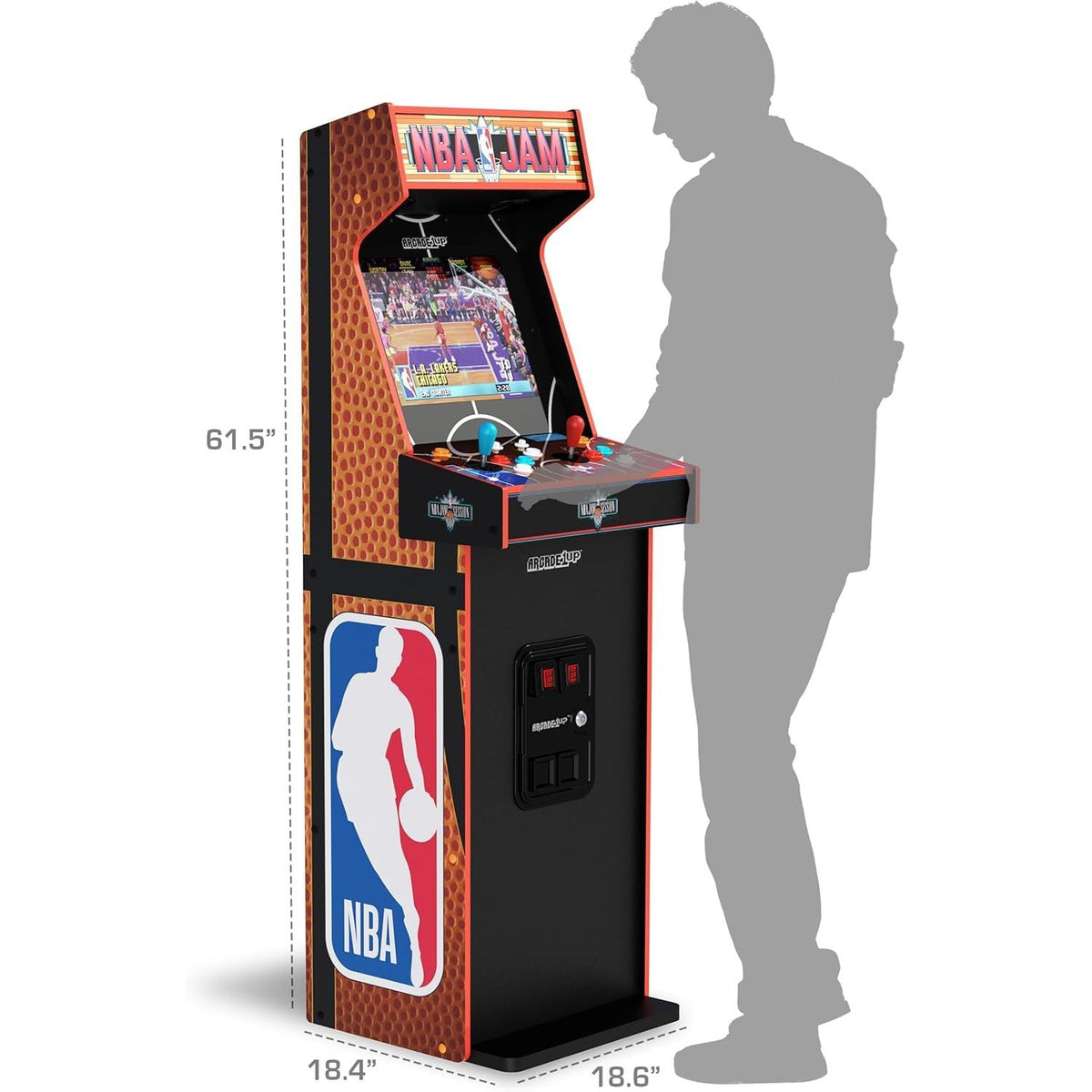 ARCADE1UP NBA Jam Deluxe 2-Player Control Panel Arcade Machine, Built for Your Home, 5 Foot Tall Cabinet with 3 Classic Games
