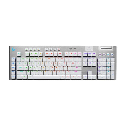 Logitech G915 X Lightspeed Wireless Mechanical Gaming Keyboard, Double-Shot PBT Keycaps, Fully Programmable Keys, RGB Backlit Mac/PC Gaming Keyboards, Aluminum Finish, GL Tactile Switches, White