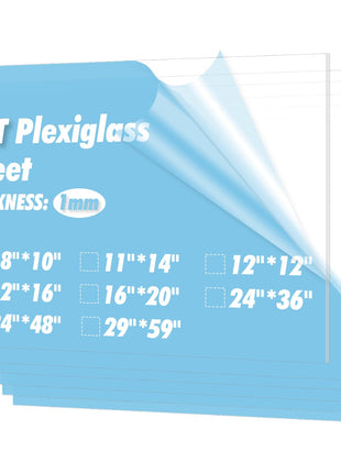 Art3d 5-Pack of 8×10 inch PET/Plexiglass Sheets, Transparent Clear Flexible Plastic Sheet Panels for Craft, Picture Frames, Sign Blank, DIY Display Project