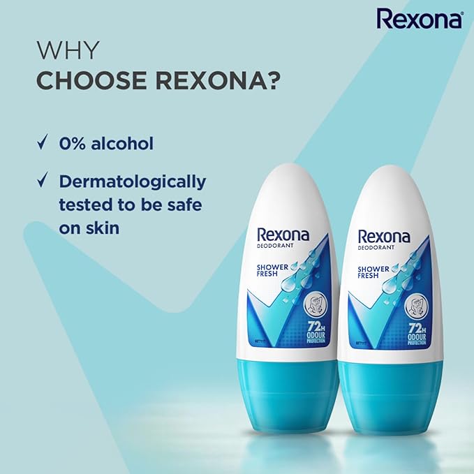 Rexona Shower Fresh Underarm Roll On Deodorant For Women|| 50 ml+Rexona Shower Fresh Underarm Roll On Deodorant For Women|| 50 ml