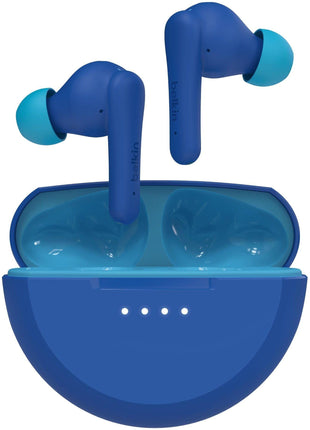 Belkin SoundForm Nano 2 Bluetooth Earbuds for Kids with Built-in Microphone, 28H Battery Life, Safe 85dB Volume, IPX5 Water Resistance - Kids Bluetooth Earbuds for iPhone, iPad, Galaxy, & More - Blue
