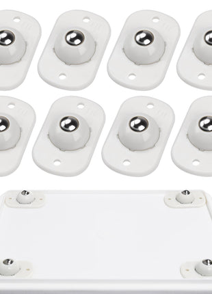 TRVL FIELDER Self Adhesive Caster Wheels, Appliance Rollers for Kitchen Appliances, 360° Swivel Mini Universal Wheel Roller Casters, Sticky Pulley for Trash Can, Appliance Slider (8, White-Swivel)