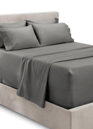 Hearth & Harbor Extra Deep Pocket King Size Sets - Fits Mattress 18-24 Inches Deep - Extra Deep Pocket Sheets - 6 Piece King Size - Grey