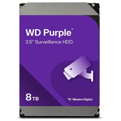 Western Digital 8TB WD Purple Surveillance Internal Hard Drive HDD - SATA 6 Gb/s, 256 MB Cache, 3.5" - WD85PURZ