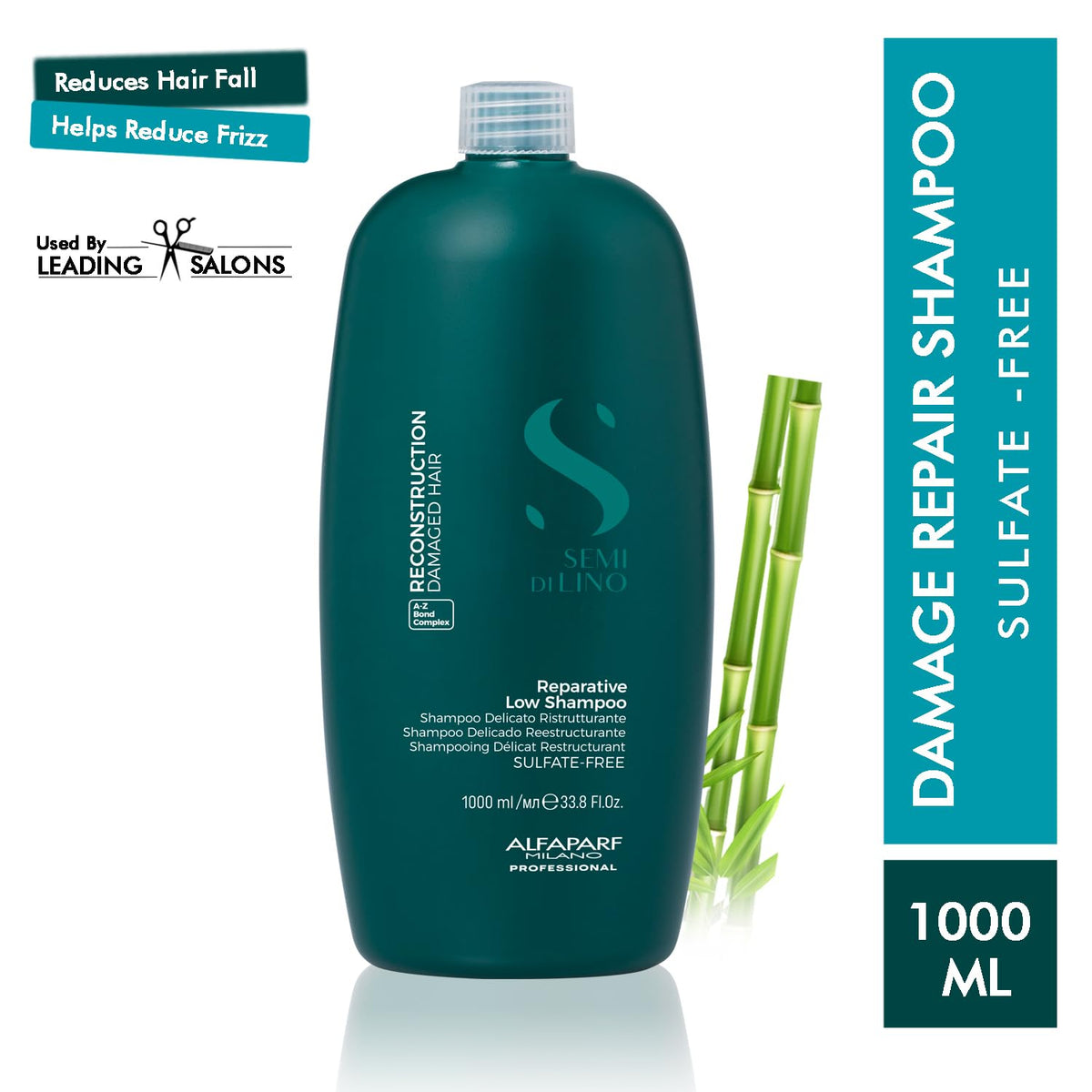 Alfaparf Milano Reparative Shampoo For Damaged Hair, Repairs Bond - Safe on Color Treated Hair - Hairfall Repair Shampoo|Absolute, Extenso, Sulfate, Paraben and Paraffin Free (1000ML))