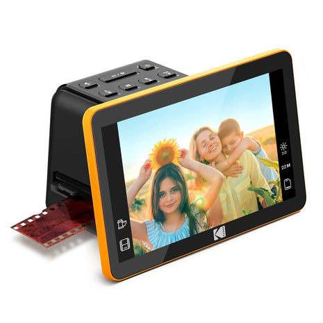 KODAK Slide N Scan Max Digital Film Scanner - Black/Yellow - Tiltable 7-Inch LCD with Gallery Mode & Photo Scanner Preview - Quick-Feed Tray for Slide Digitizer