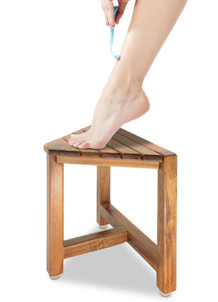 ENKEZI Shower Foot Rest 12 in - Shower Stool for Shaving Legs, Small Corner Bathroom Bench Suitable for Small Shower Spaces - Bath Seat, Spa Foot Rest Shaving Stool Corner