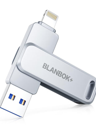 MFi Certified 256GB Flash Drive for iPhone Photo Stick, USB Memory Stick High Speed iPhone Flash Drive, External Memory Storage USB Stick Thumb Drive for iPhone/iPad/Android/PC (Metallic Silver)