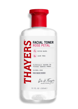THAYERS Alcohol-Free Rose Petal Witch Hazel Facial Toner for Glowing Skin, Soothing, Hydrating, Refreshing Toner for All Skin Types, 12oz (Packaging May Vary)