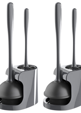 MR.SIGA Toilet Plunger and Bowl Brush Combo for Bathroom Cleaning, Gray, 2 Sets