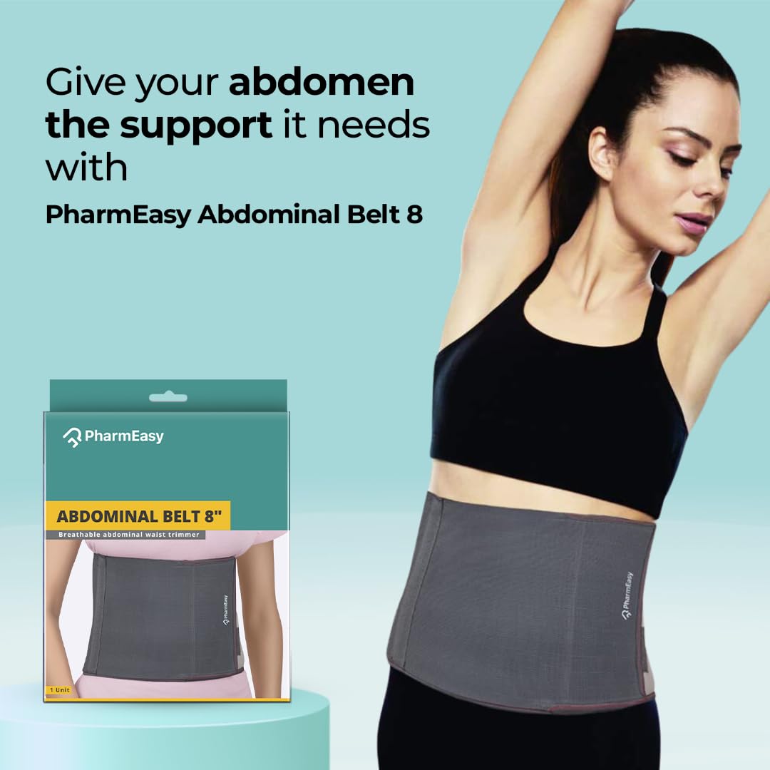 PharmEasy Postpartum Abdominal Binder Belt for Women & Men - Maternity Waist Support After Delivery, Post C-Section Surgery, Slimming & Weight Reduction - Ideal for Belly, Tummy, Stomach - Free Size