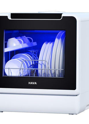 HAVA Countertop Dishwasher, 8 Wash Programs NEW Upgraded Model Portable Dishwasher with Child Lock & Delayed Start Function, 5L Water Tank for Apartments, Dorms, and RVs - No Hookup Needed