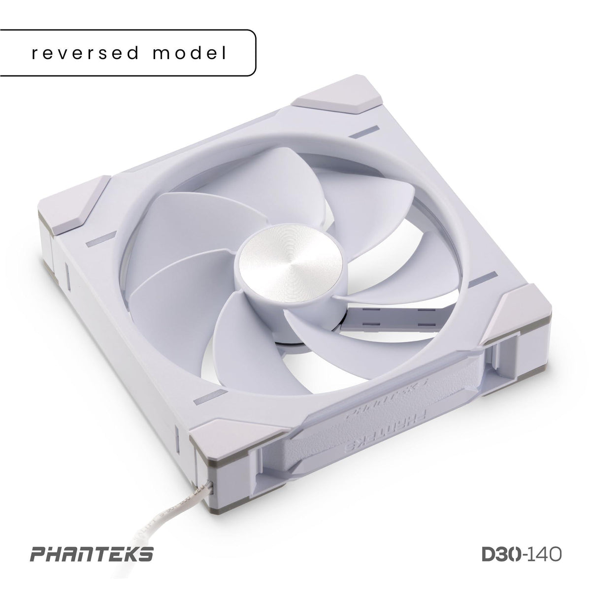 Phanteks (PH-F140D30R_DRGB_PWM_WT01) D30-140 DRGB PWM Fan, Reverse Airflow Model, Premium D-RGB Performance Fan, ARGB/DRGB Lighting, Daisy-Chain Fan Linking System (White)