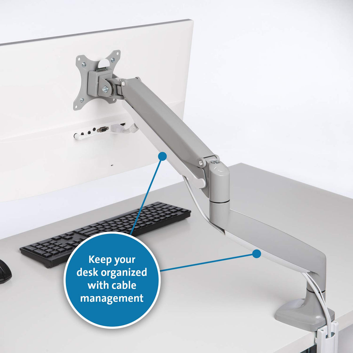 Kensington K55470WW Monitor Arm One Touch Height Adjustable, Single Monitor,White