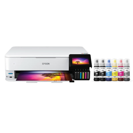 Epson EcoTank Photo ET-8550 Wireless Wide-Format All-in-One Tank Printer | Cartridge-free 6-color wide-format photo print, scan, copy; up to 16 ppm, 13 x 19 in.; ideal for creators and home studios