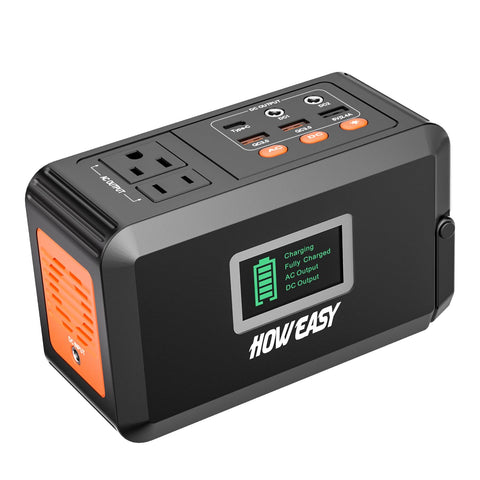 HOWEASY Portable Power Station, 88Wh Solar Generator, Lithium Battery Power with 110V AC 150W Peak Socket/DC/USB/LED Light for Outdoor Camping Trip Hunting Emergency