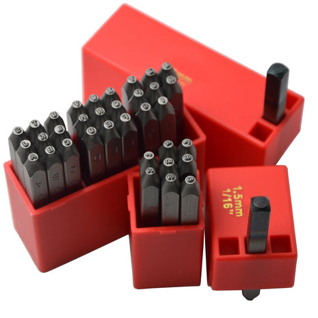 36pcs Heavy Duty Steel Stamp Uppercase Letters and Number 1/16 1.5mm Hand Stamping Character Mark Code Alphabet Punch Kit for Bracelet Ring Jewelry Sheet Metal Plate Making Mold Die