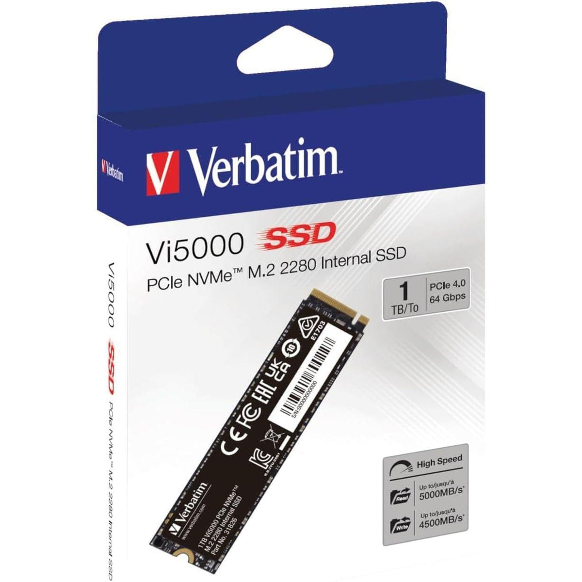 Verbatim 1TB SSD Vi5000 Internal Solid State Hard Drive PCIe NVMe M.2 2281