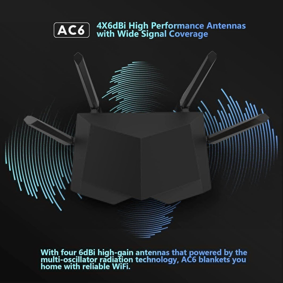 Tenda AC1200 Smart WiFi Router, High Speed Dual Band Wireless Internet Router with Smart APP, 4 x 100 Mbps Fast Ethernet Ports, Supports Guest WiFi, Access Point Mode, IPv6 and Parental Controls(AC6)