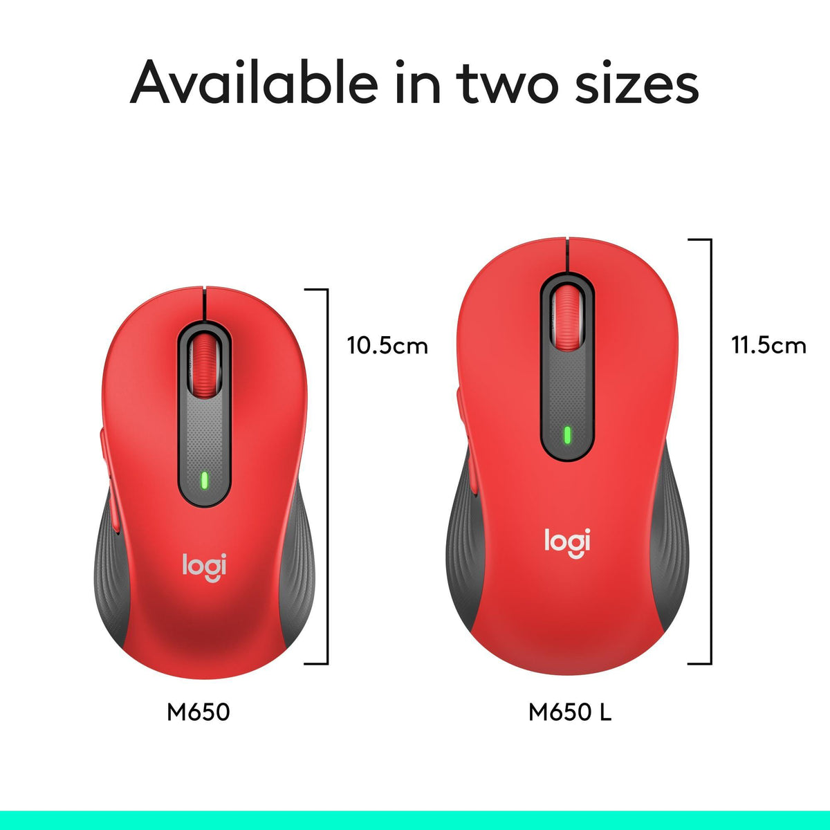 Logitech Wireless Mouse Signature M650 L Full Size - Large Hands, 2-Year Battery, Silent Clicks, Customizable Buttons, Bluetooth, PC/Mac/Chromebook - Classic Red, Right-Handed, Large