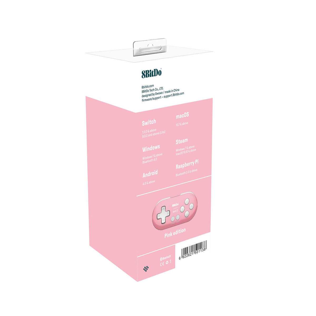 8Bitdo Zero 2 Bluetooth Key Chain Sized Mini Controller for Nintendo Switch, Windows, Android and macOS (Pink Edition)