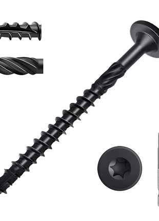 SahncaiTechTrade 3 Inch Deck Screws 50Pcs, Heavy-Duty Structural Wood Screws, Rust Resistant Timber Screws for Timber/Log/Landscaping Wood, T30 Star Bit (#14 x 3)