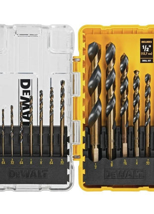 DEWALT Drill Bit Set, 3-Flats Shank,14-Piece, 135 Degree Split Point, for Plastic, Wood and Metal (DWA1184)