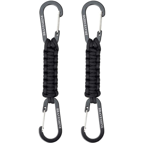 BRAVESHINE Paracord Keychain Carabiner Clip, D Ring Lanyard Hanger Stroller Hook for Water Bottle, Key, Backpacks, Men, Women