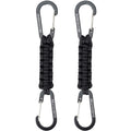 BRAVESHINE 2 Pack Black Paracord Keychain Carabiner Clips, Lanyard Hanger with Chain Hooks Heavy-Weight Stroller Hook Holder for Water Bottle, Key, Backpacks, Tools, Boys, Girls, Men, Women