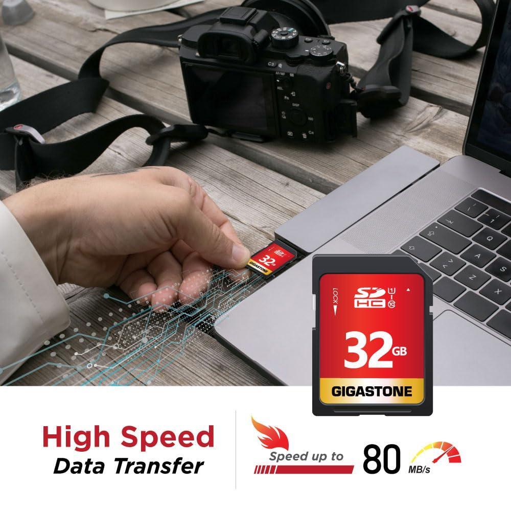 GIGASTONE 32GB SD Card 5-Pack UHS-I U1 Class 10 SDHC Memory Card High-Speed Full HD Video Compatible with Canon Digital Camera, SPYPOINT TACTACAM WOSPORTS Trail Camera, with 5 Mini Cases