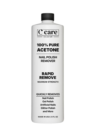 100% Pure Acetone Nail Polish Remover | Professional Quality | Easy To Use | Rapidly Removes Natural, Gel, Acrylic, and Glitter Nails | 8 Fl oz